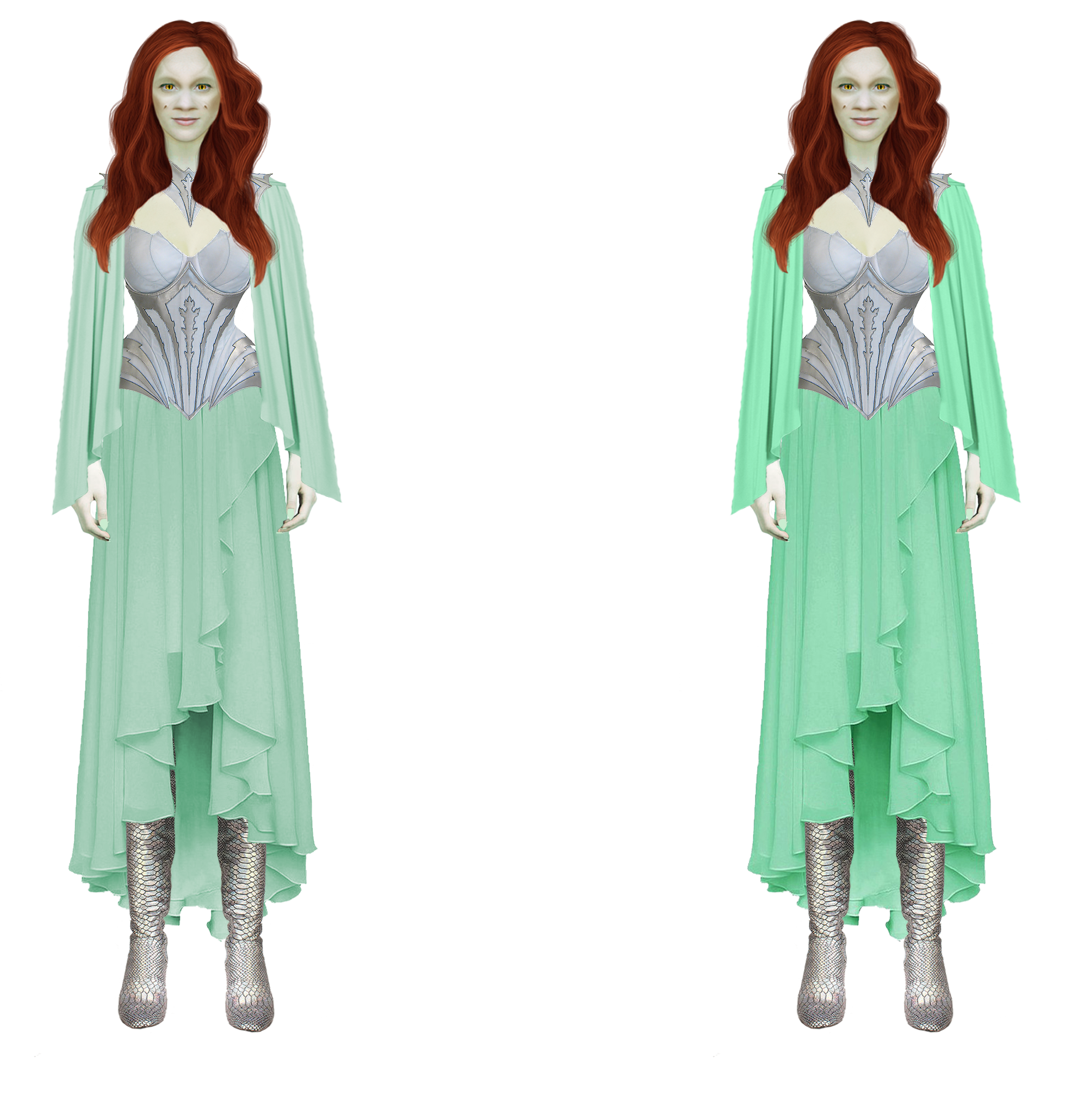 Wraith Queen Snowflake in mint dress - 2 versions.