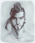 Hanzo sketch by SirensReverie