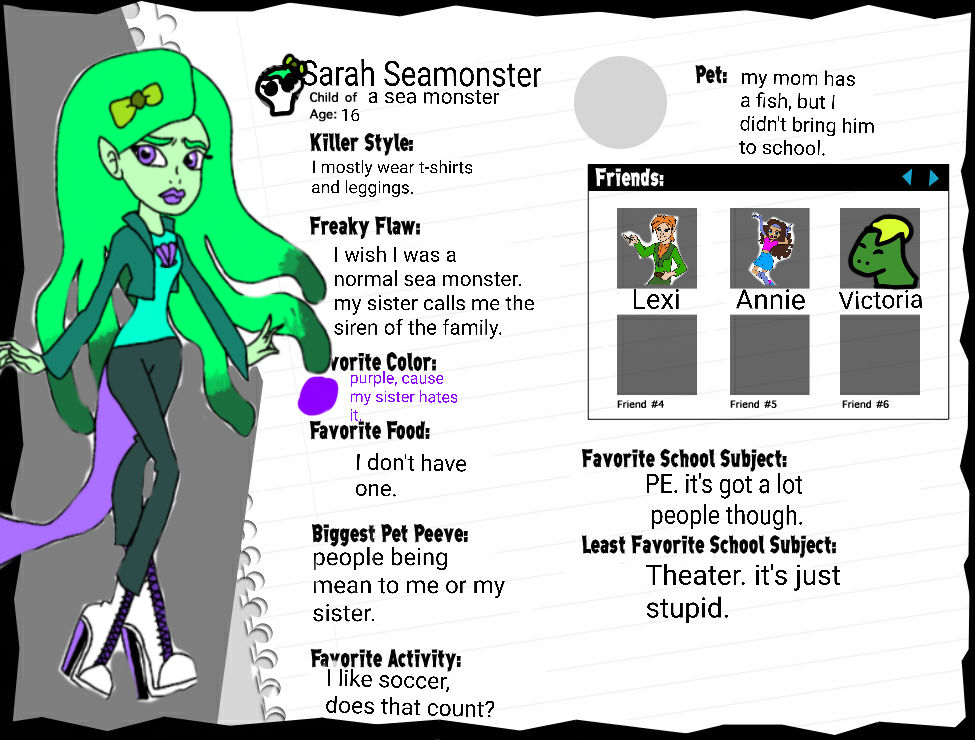 Monster high oc Bio Sarah Seamonster by LumpyRock on DeviantArt