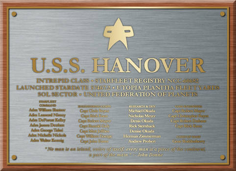 U.S.S. Hanover Dedication Plaque