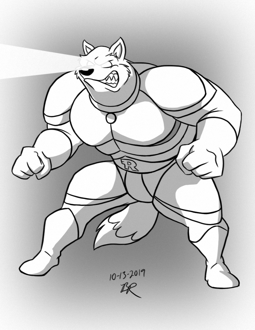 Toontober 2021: Day 3 (Black and White) by RobertGDraws -- Fur