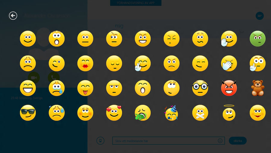 ''Modern'' Skype - Windows 8 - Smileys selection