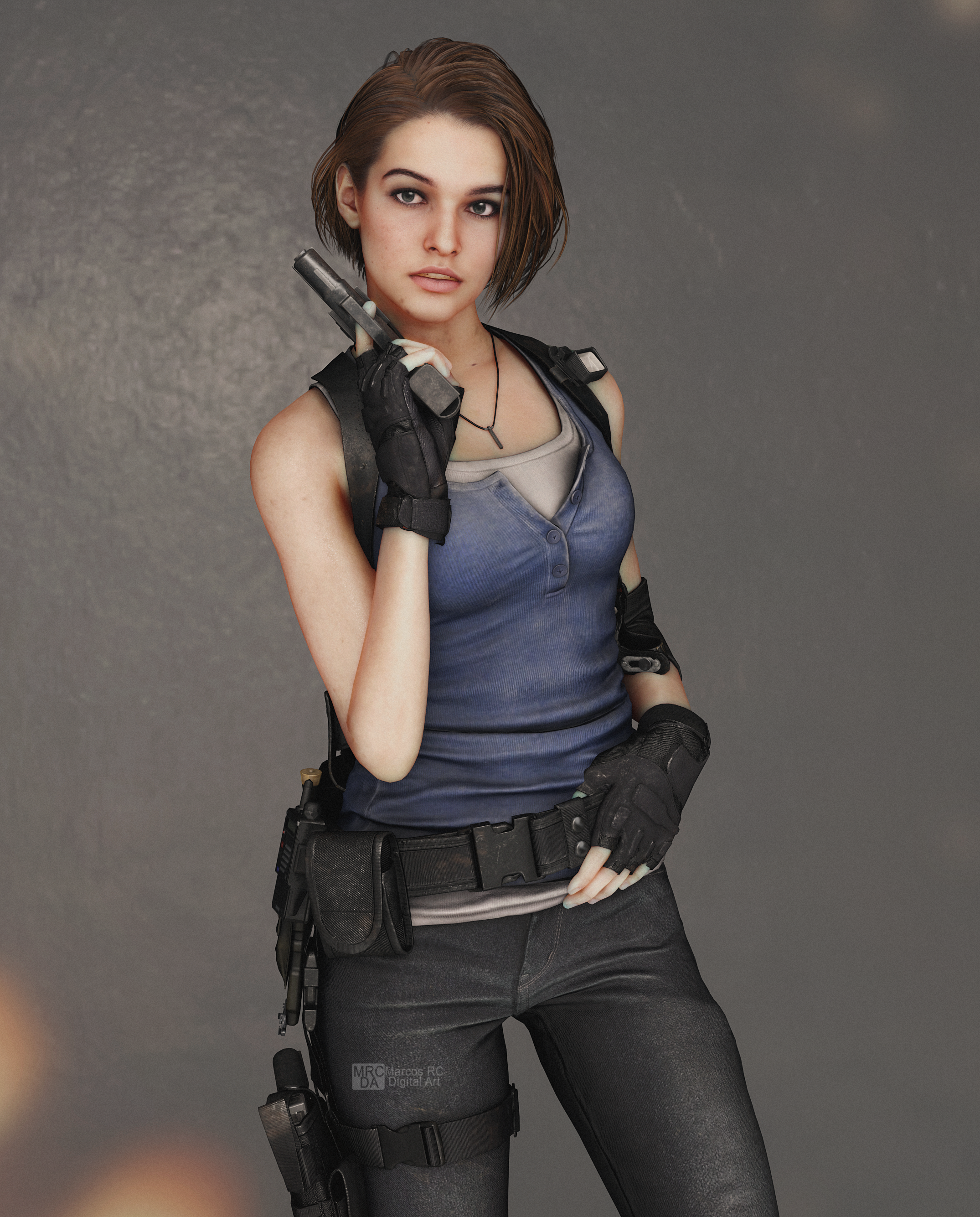 STL file Jill Valentine Residual Evil 3 Remake with 2 bases 👧・3D