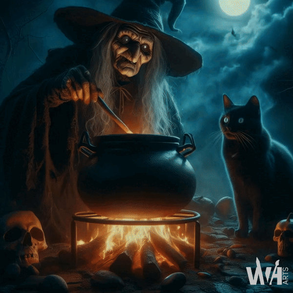 Witch stirring a couldron by WvHArts on DeviantArt