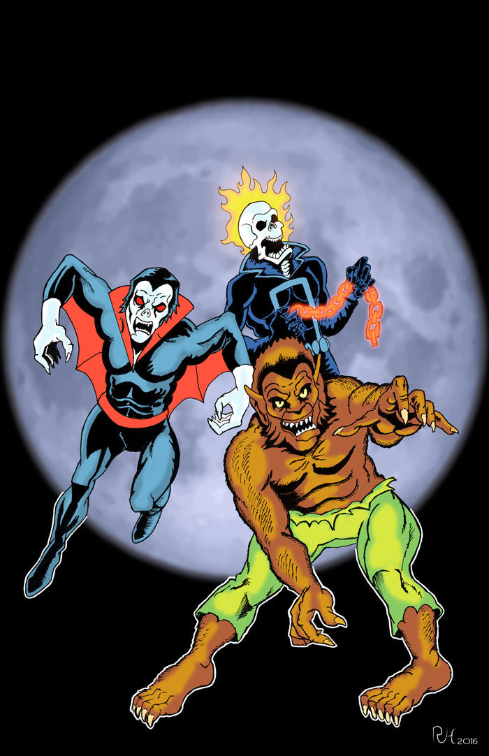 Werewolf By Night, Morbius, and Ghost Rider by roryherman on DeviantArt