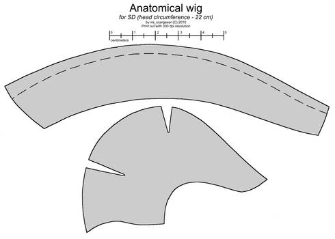 Anatomical wig for SD BJD doll