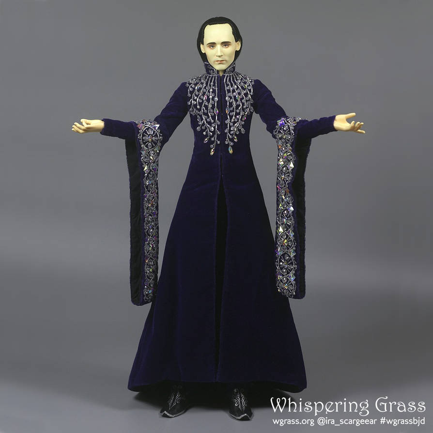 Elven Deep Purple Velvet Dress with Beads Embroide by scargeear