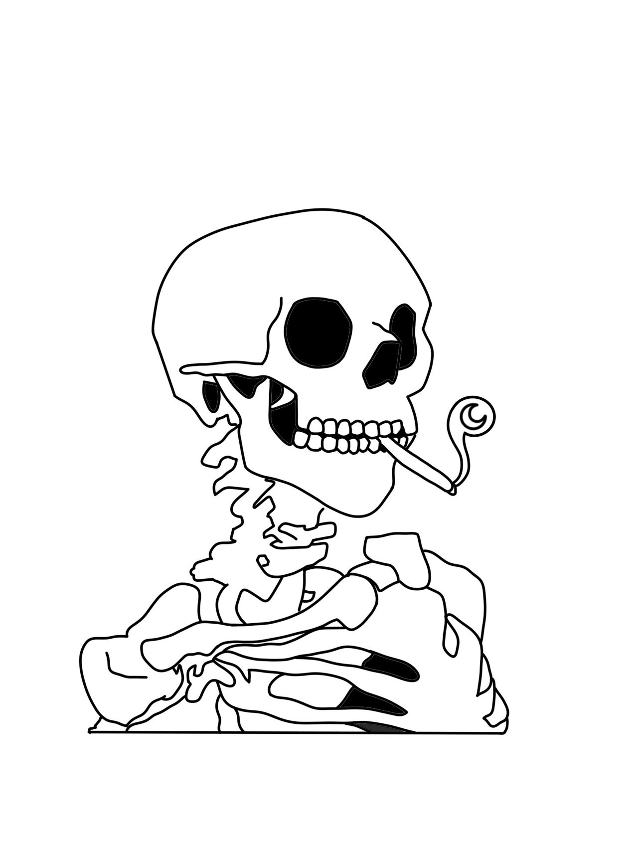 van gogh's skeleton smoking a cigarette tattoo by lelemarieart on