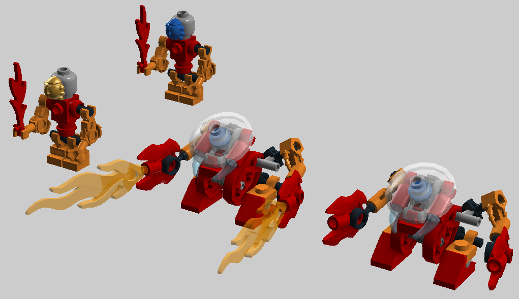 Micro-Bionicle -- Fire Bohrok and Tahu scalefig