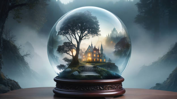 Fairytale world in a crystal ball.