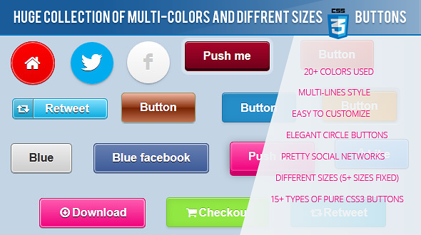 Huge Collection of Pure CSS3 Buttons