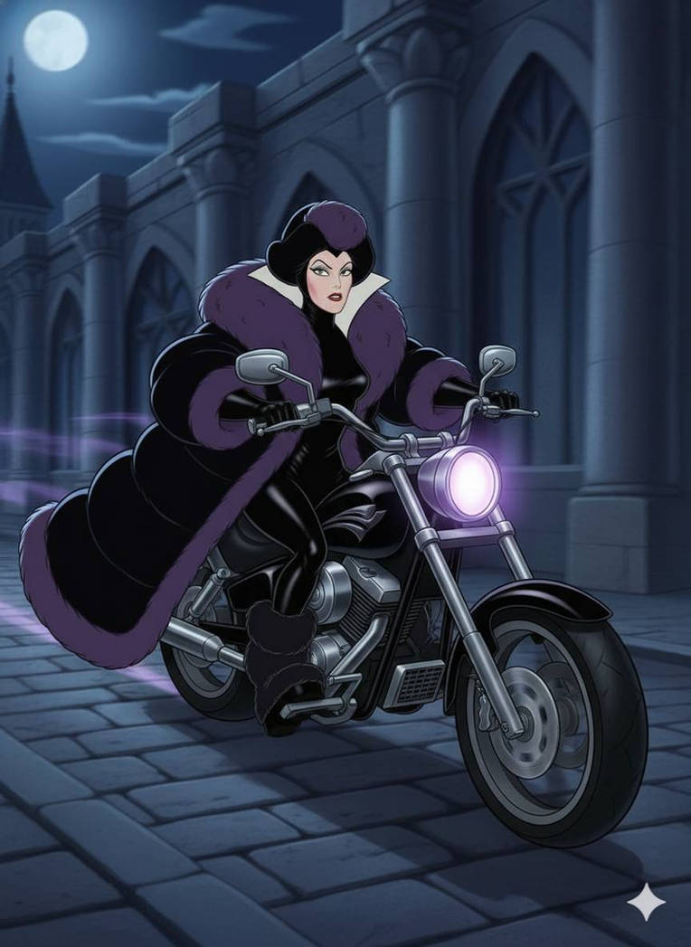 Deviantart Riding Motorcycle The Evil Queen In Furry Coat Riding Motorcycle by JustinPlatt1 on ...