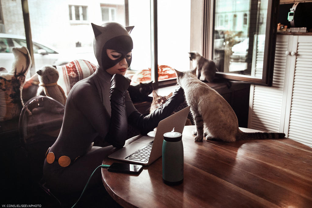 Catwoman with cats by Kamiko-Zero