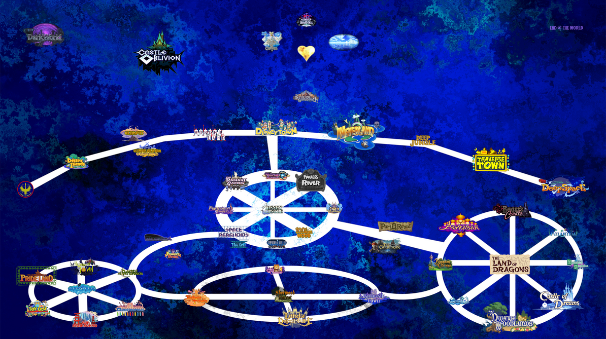 Kingdom Hearts multiverse map by PeachLover94 on DeviantArt