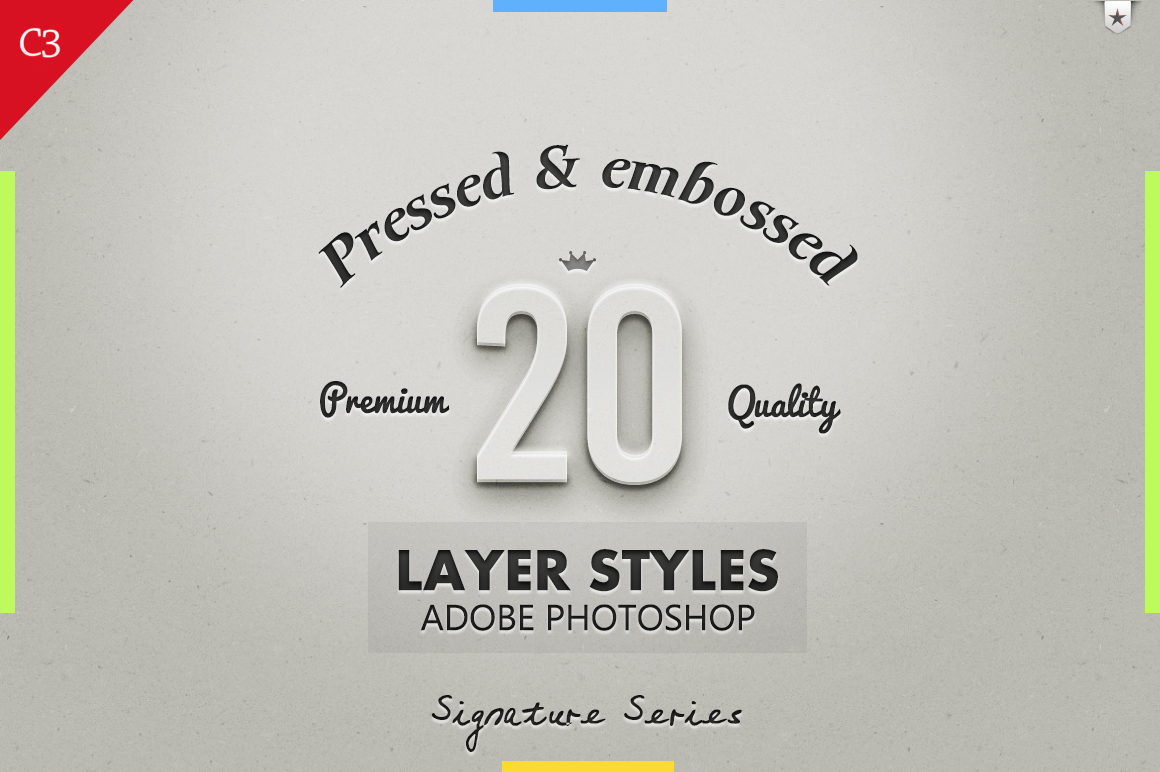 20 Pressed  Embossed Photoshop Layer Styles