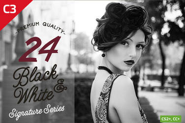 24 Black and White Adobe Photoshop Actions by C3CreativeSpace