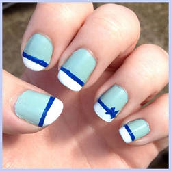 Blue Bow Nail Art