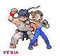 Ryu and Chun Li Pokemon sprite by biachunli