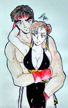 Ryu and Chun-Li playing