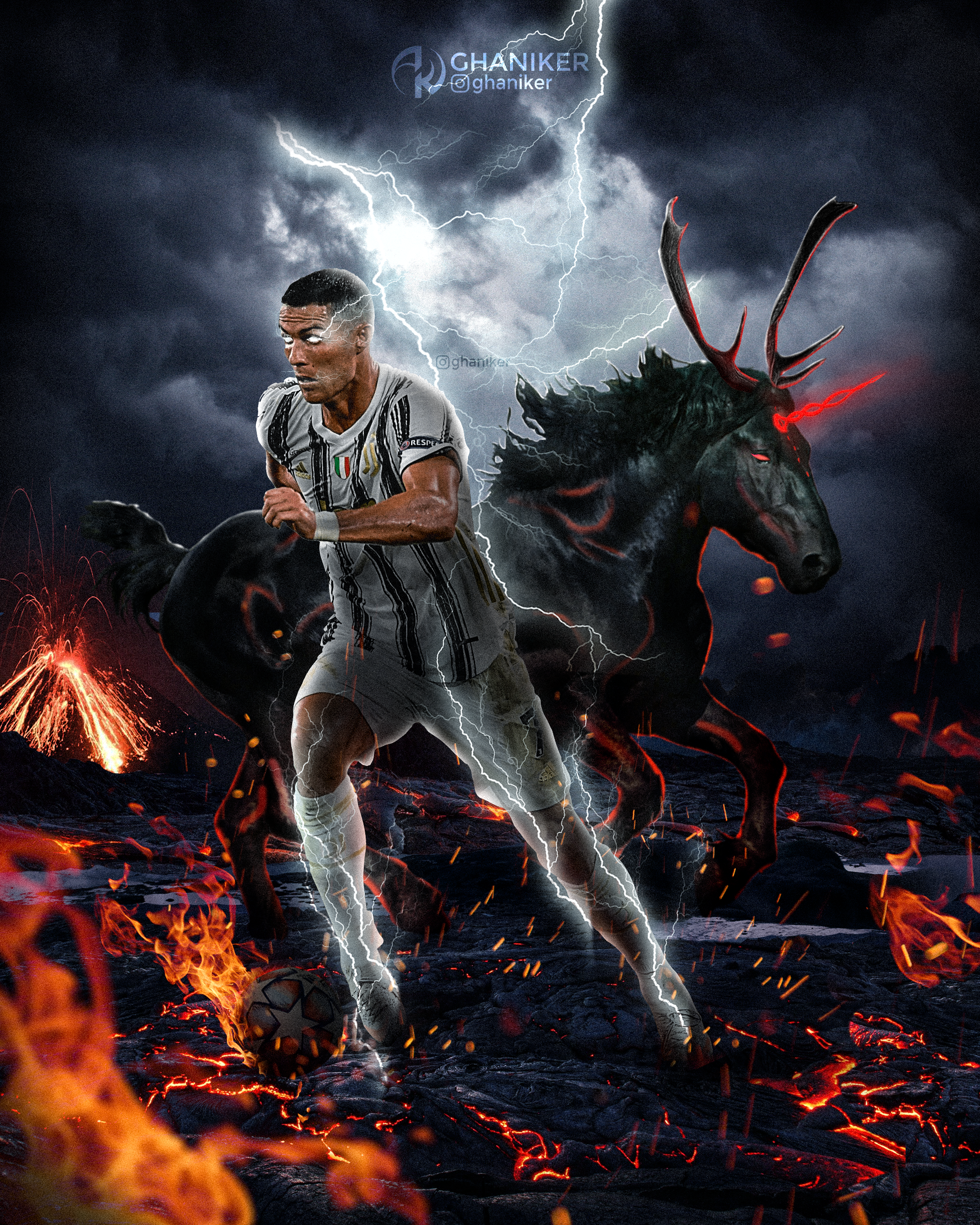 Download Burning Football Legend Cristiano Ronaldo Cool Digital Art  Wallpaper