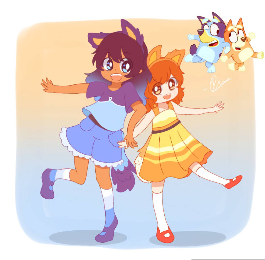 Bluey Human Bluey and Bingo (Humans) by Jaanhavi on DeviantArt