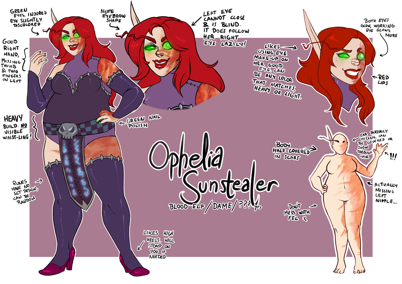 Ophelia Sunstealer -- character sheet or something