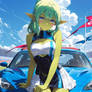 AI OC Goblin-Woman Rae at the Racing-Track!