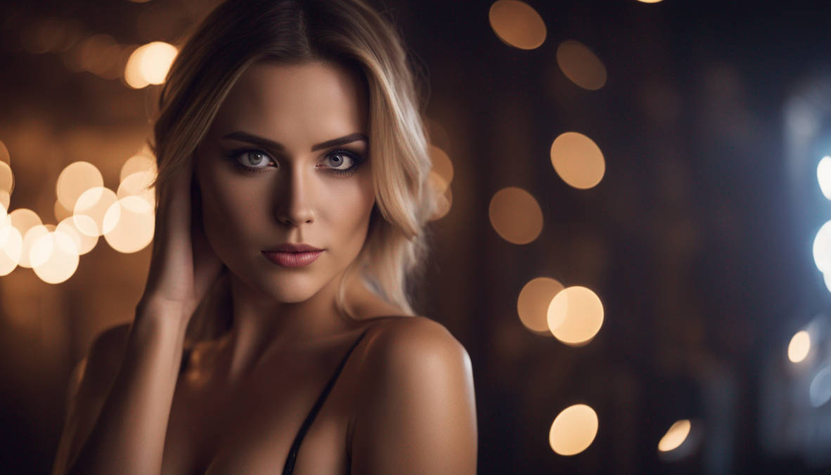 Gros-seins Ondul Sexy Femme Regard Sombre