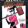 Harley Quinn invades a Marvel comic sketch cover