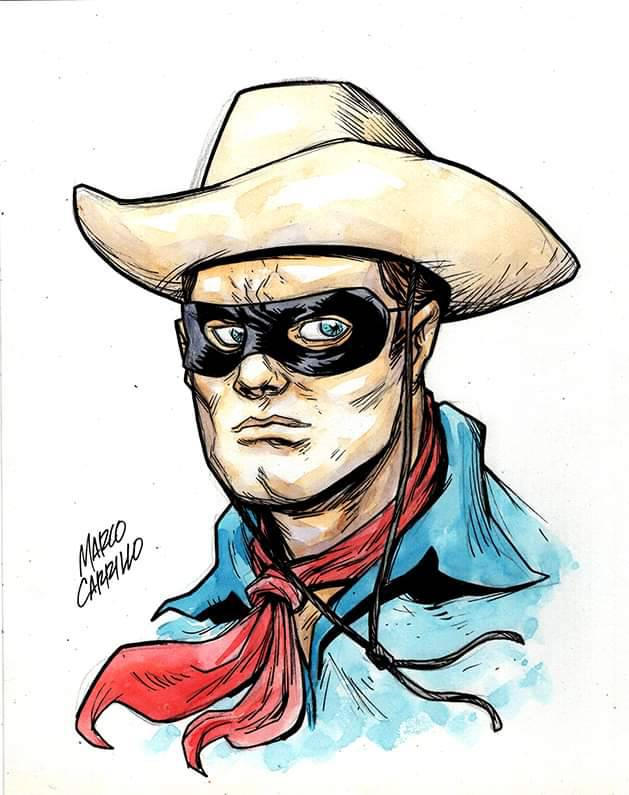 Lone ranger watercolor bust sketch by mdavidct on DeviantArt