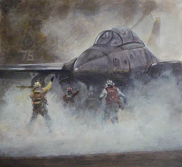 Carrier Deck Catapult launch by johnstevensartist