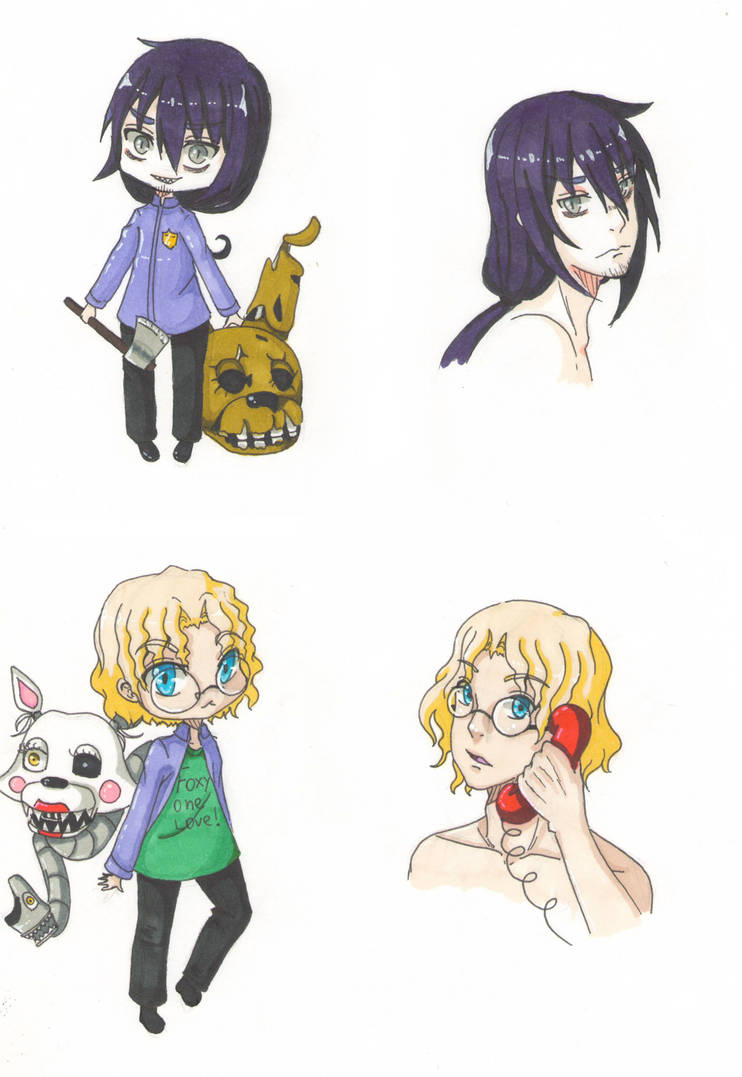 Chibi Purple Guy and Phone Guy by Ellada-sama on DeviantArt