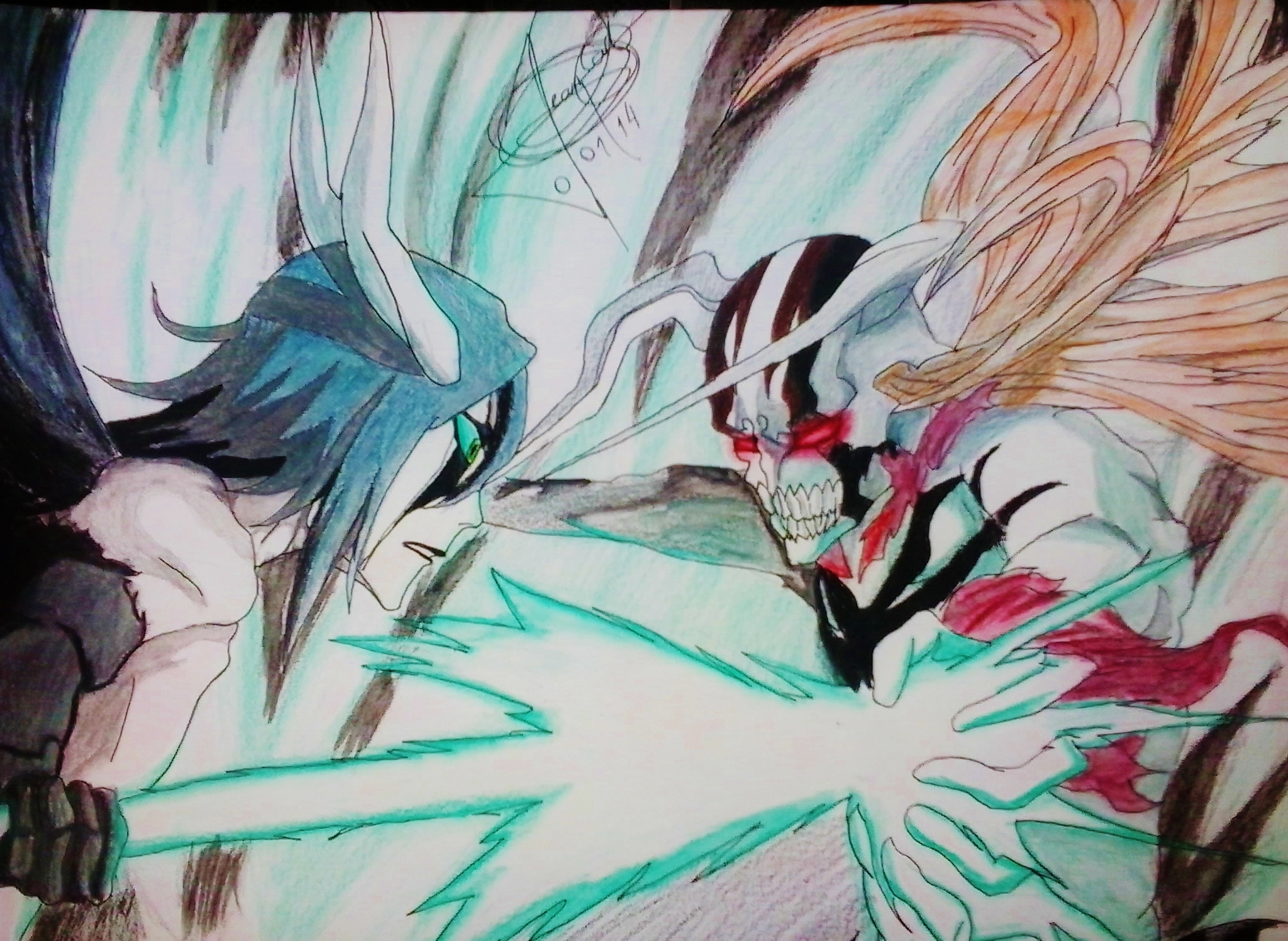 Vasto Lorde Ichigo vs Ulquiorra drawing I did. Let me know what you th