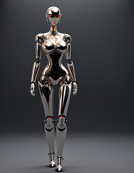 Female Robot Shiny Metal Bimbo Big Boobs Long Legs by mmsopen3 on DeviantArt