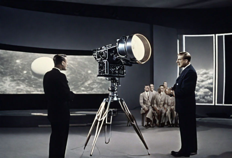 Wernher von Braun and Walt Disney filming in tv st by mmsopen3 on
