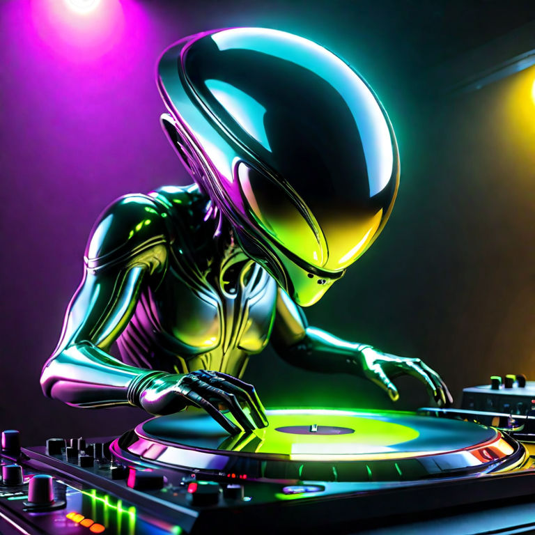 Alien Rave Visuals Shiny Alien Dj Reflective Overglaze Ultrarealistic by mmsopen3 on ...