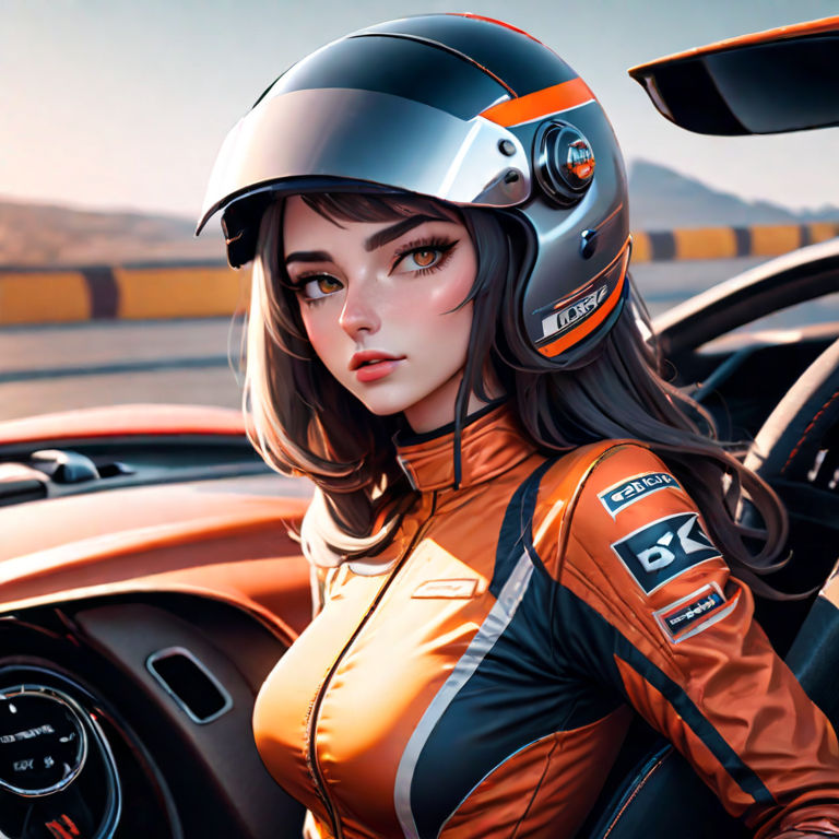 Sim Racing Female Avatar Sexy Racer Girl At Car Helmet Overall Ultrarealist by mmsopen3 on ...