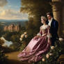 Romatic Couple Baroque Epoch Landscape Ultrarealis