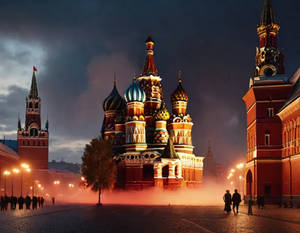 Moscow Red Square inferno painted by rembrandt Int