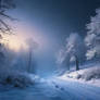 Snow Covered Trees Woods Forest Winter Landscape A