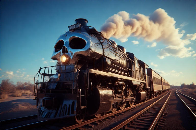 Blue Skeleton Train A train with a skull shaped lo08097879 by TheMooMa on DeviantArt