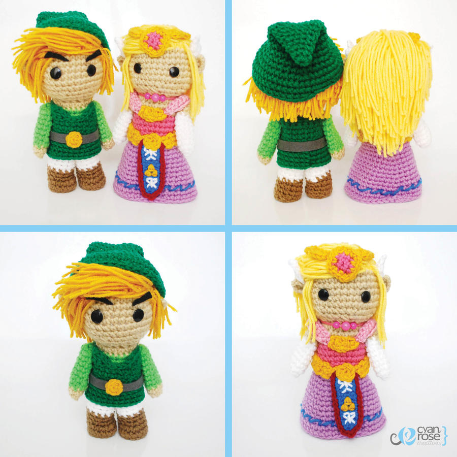 Link and Zelda. Crochet Amigurumi Plush Dolls