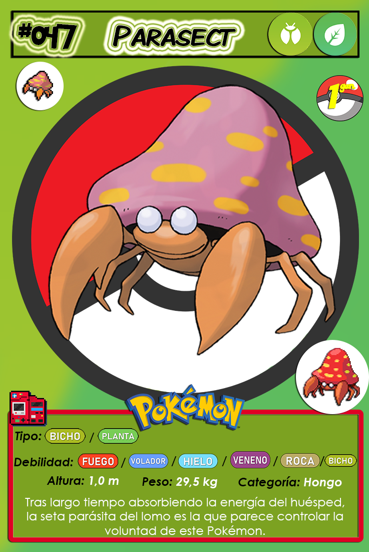 0047 Parasect (cartas pokemon - pokedex) by estebangamer2001 on DeviantArt