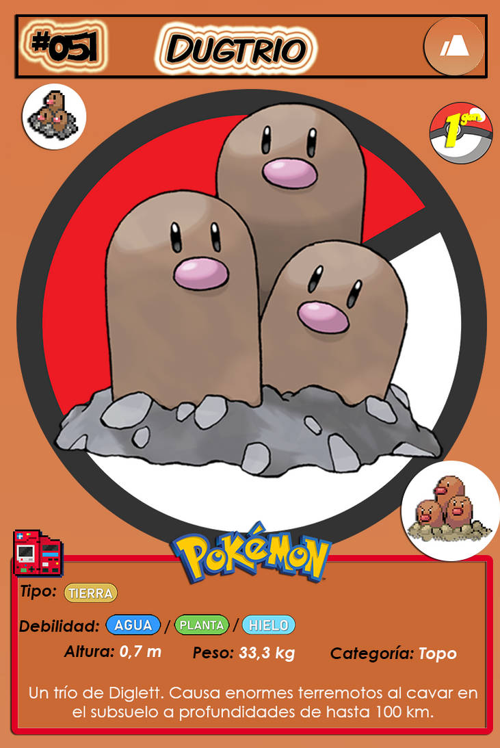 0051 Dugtrio (cartas pokemon - pokedex) by estebangamer2001 on DeviantArt