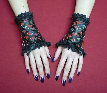 Tartan cuffs with lace