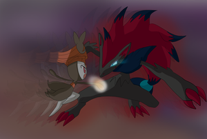 Meloetta v.s Zoroark by ColorDrake