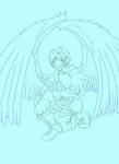 Secretsanta wingmon Lineart - commission example by Lord-Evell