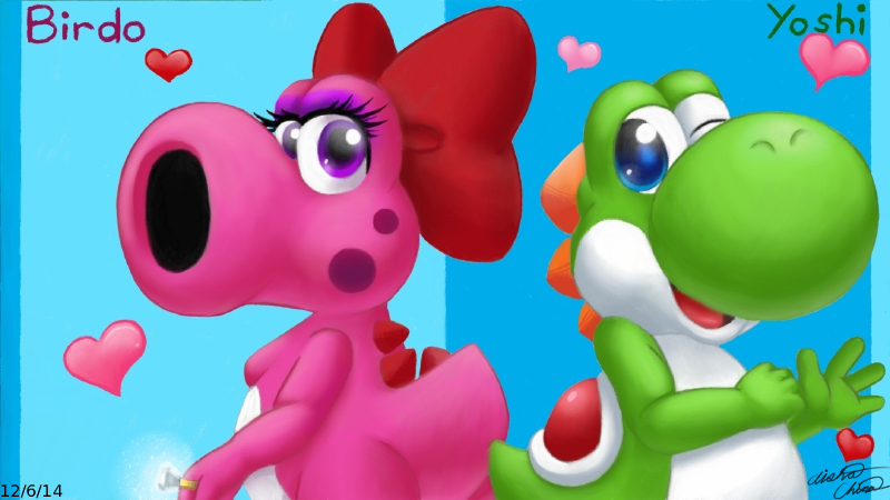 Yoshi and Birdo cute dino lovers