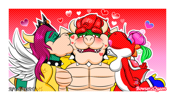 Sharing kisses with the Koopa King