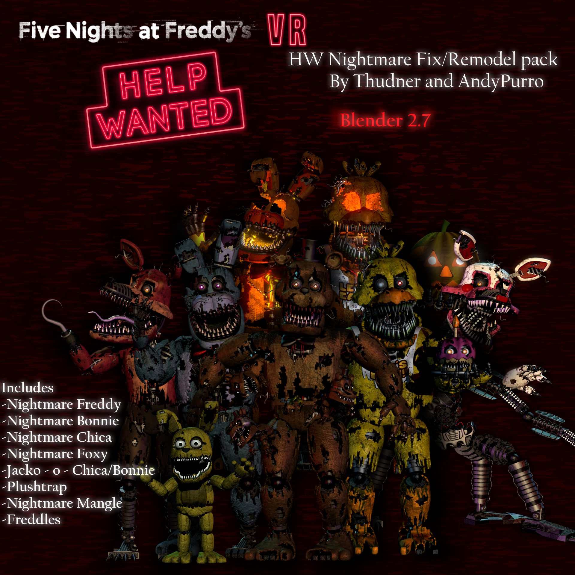 FNaF 4 Model Pack (SFM, Blender, C4D, and MMD) by EverythingAnimations on  DeviantArt